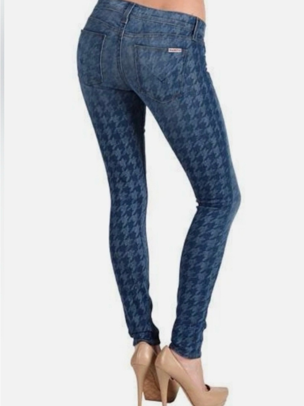 Hudson Jeans Women's Blue Houndstooth Skinny Jeans